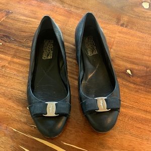 SALVATORE FERRAGAMO Varina Bow Ballet Flats, Black size 9